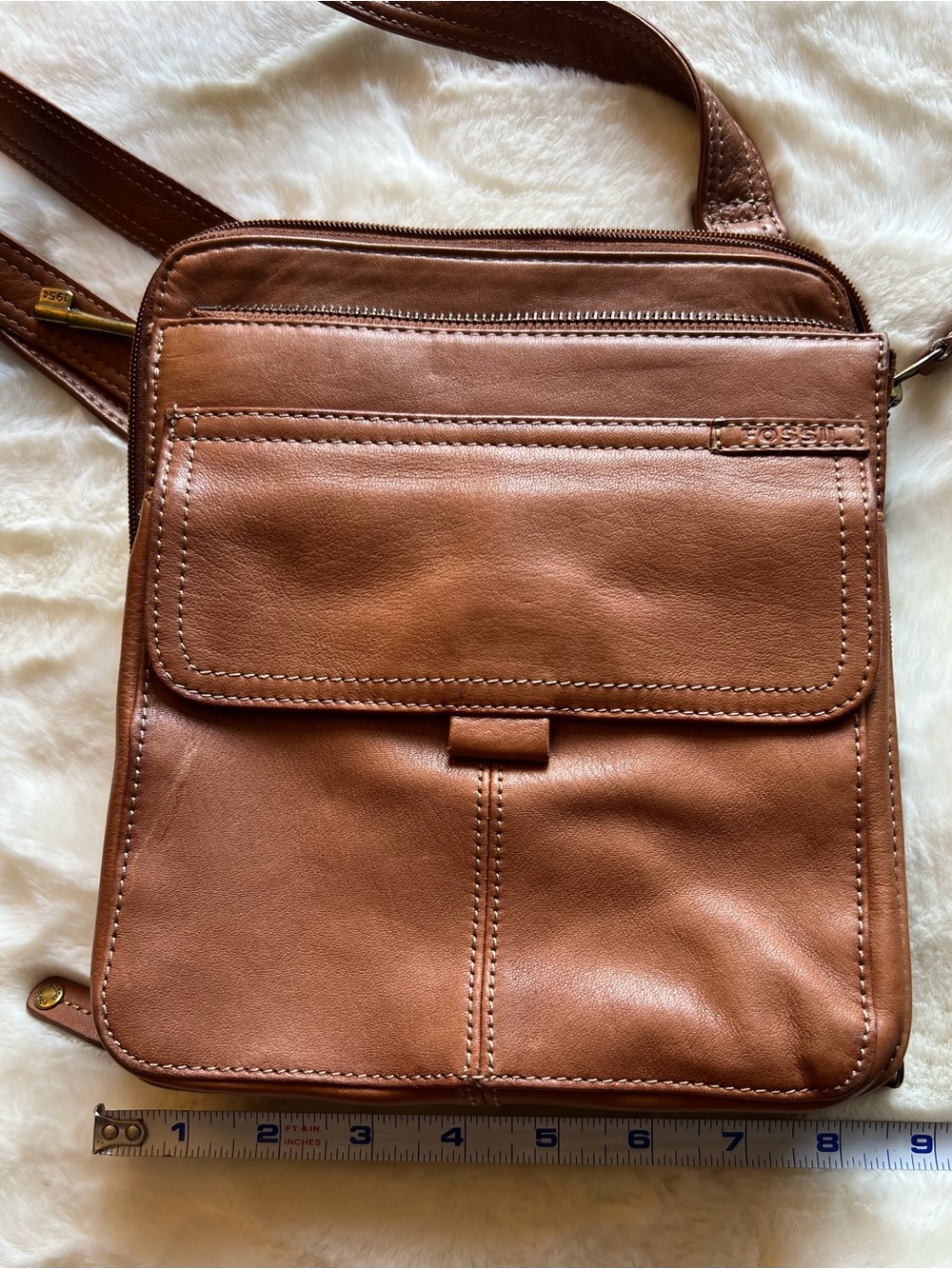 Fossil Brown Leather Messenger Crossbody Bag - Picture 10 of 10